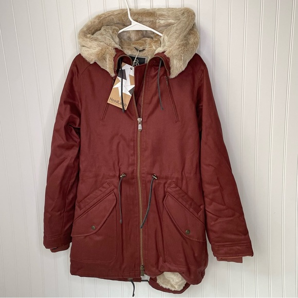 Hoodlamb Ladies Parka Sepia Size Medium Coat Jacket Hemp Vegan - Picture 1 of 8